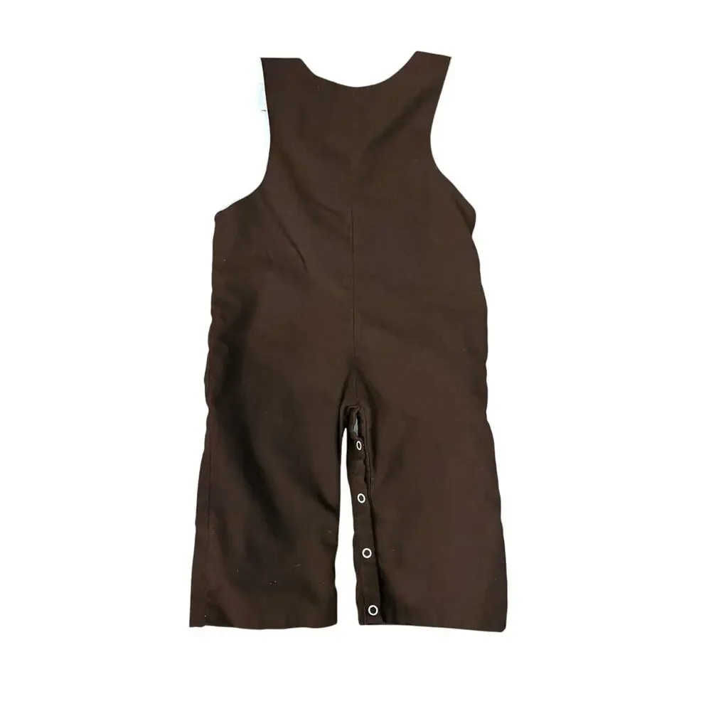 Smocked or‎ Not Pumpkin Jon Jon 18M Brown Appliqué Fall Thanksgiving Outfit